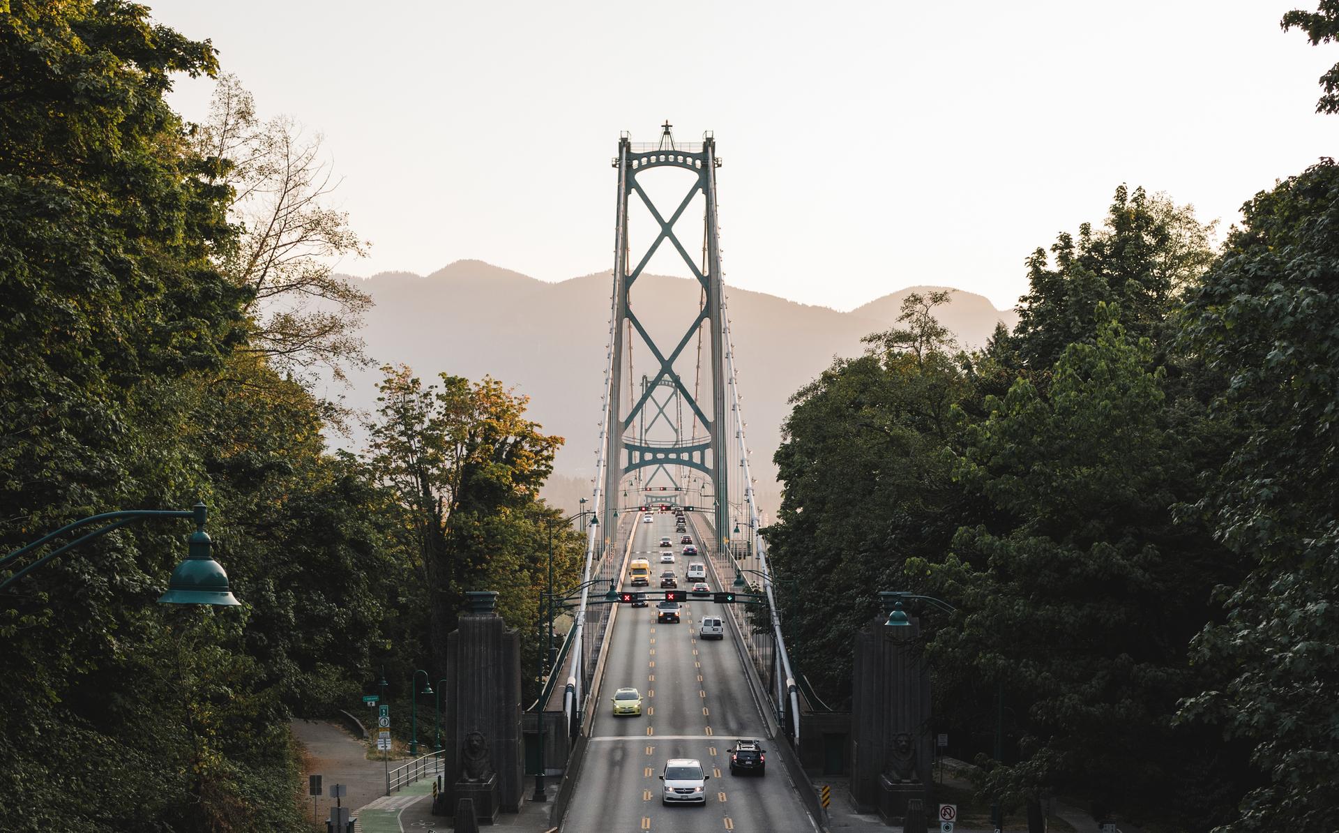 Lions Gate Bridge at sunset